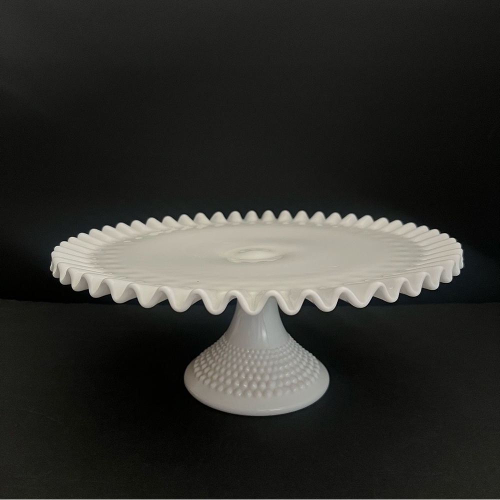 Fenton Milk Glass Cake Stand 13” White Pedestal - Picture 12 of 16